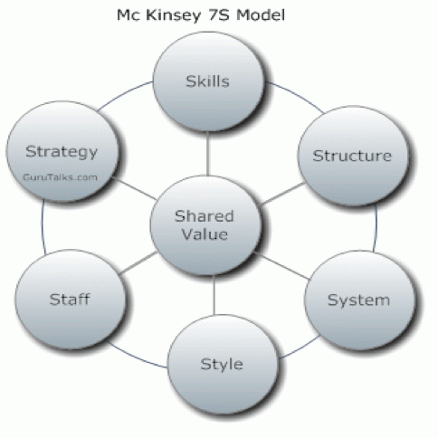 Mc Kinsey 7S Model - Skills, Structure, System, Style, Staff, Strategy, Shared Value